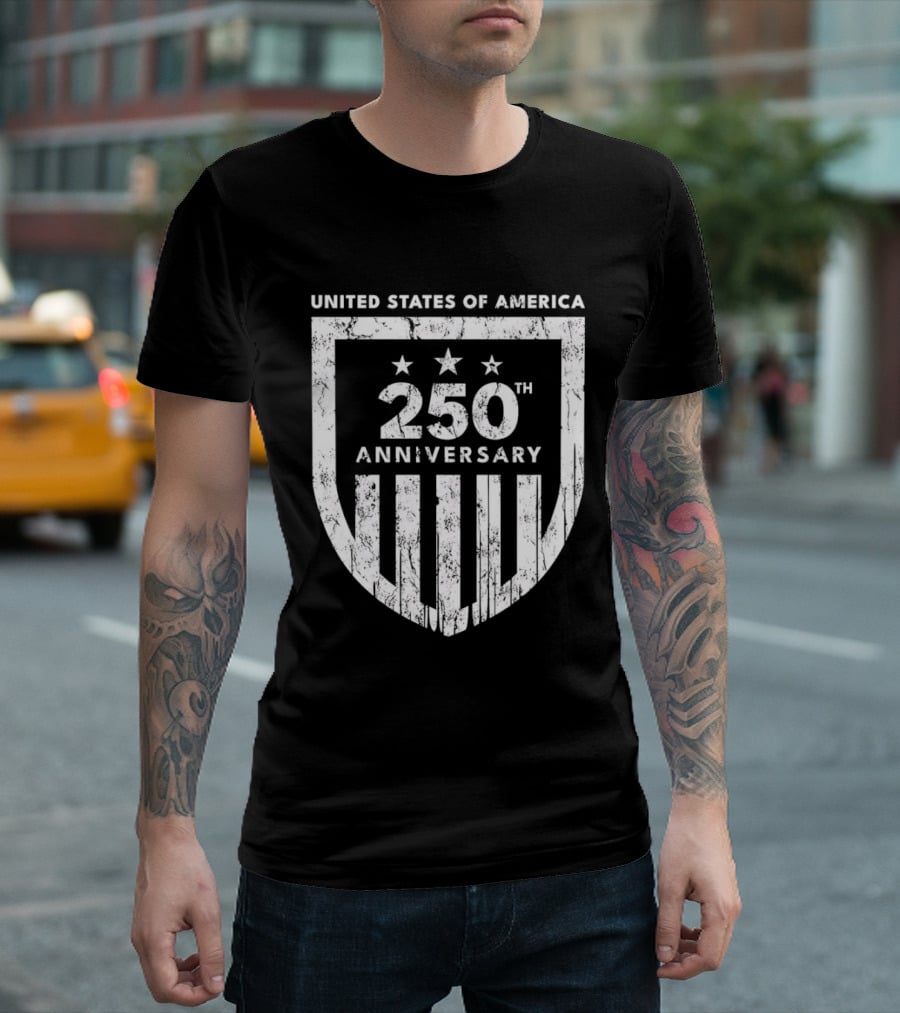 United States Of America 250th Anniversary Shield Stars Stripes T-Shirt