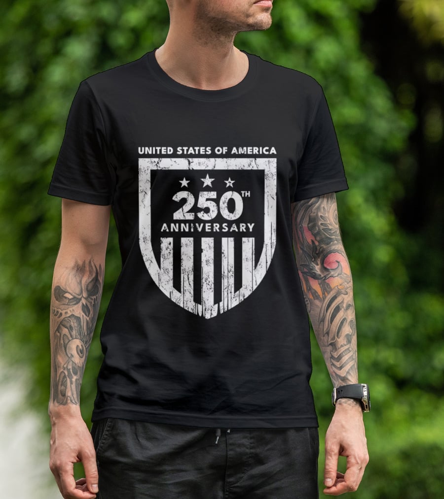 United States Of America 250th Anniversary Shield Stars Stripes T-Shirt