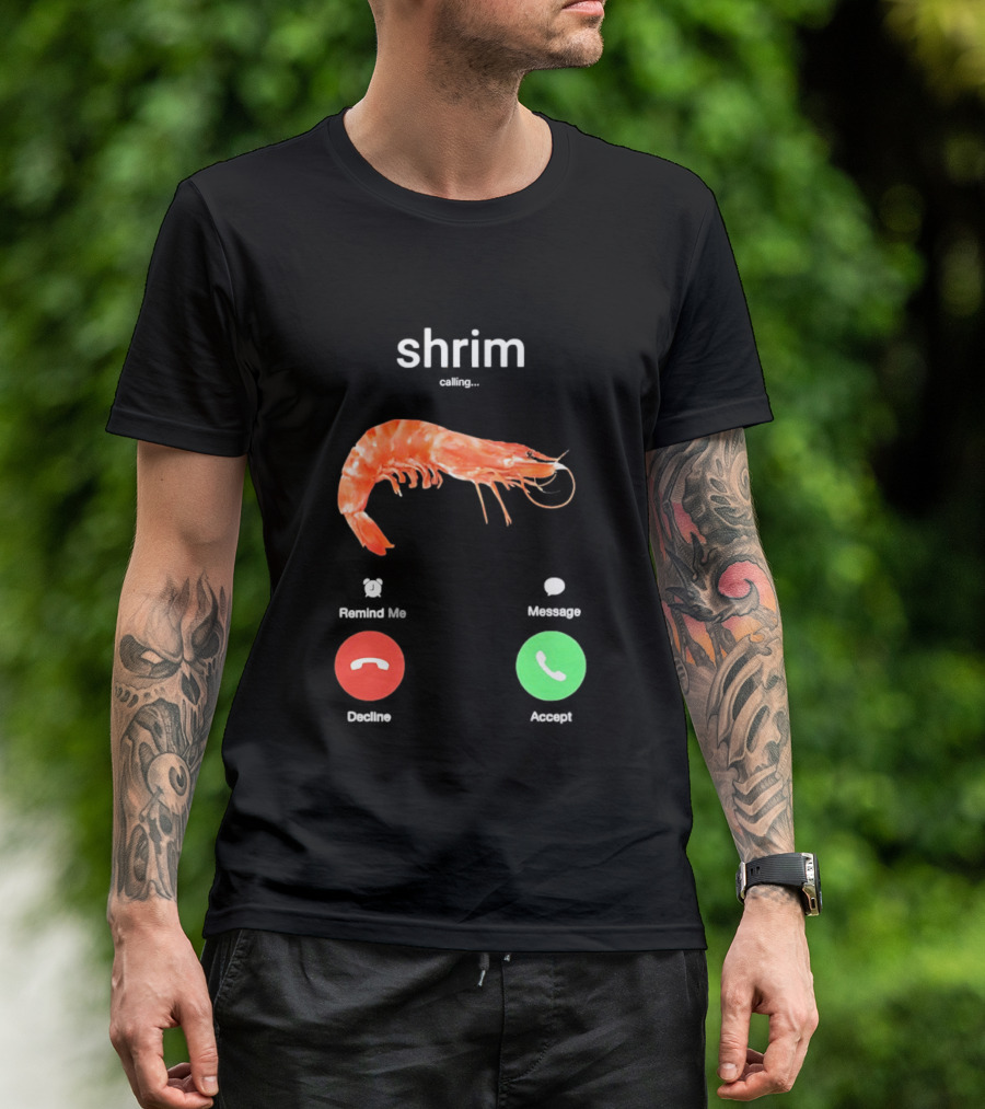 Shrim Phone Call User Interface Prank Joke Prawn Shrimp Emoji T-Shirt