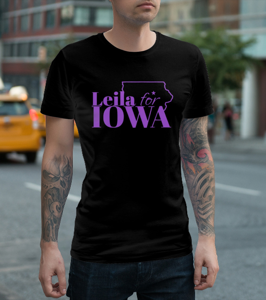 Leila For Iowa With Iowa State Outline And Star T-Shirt