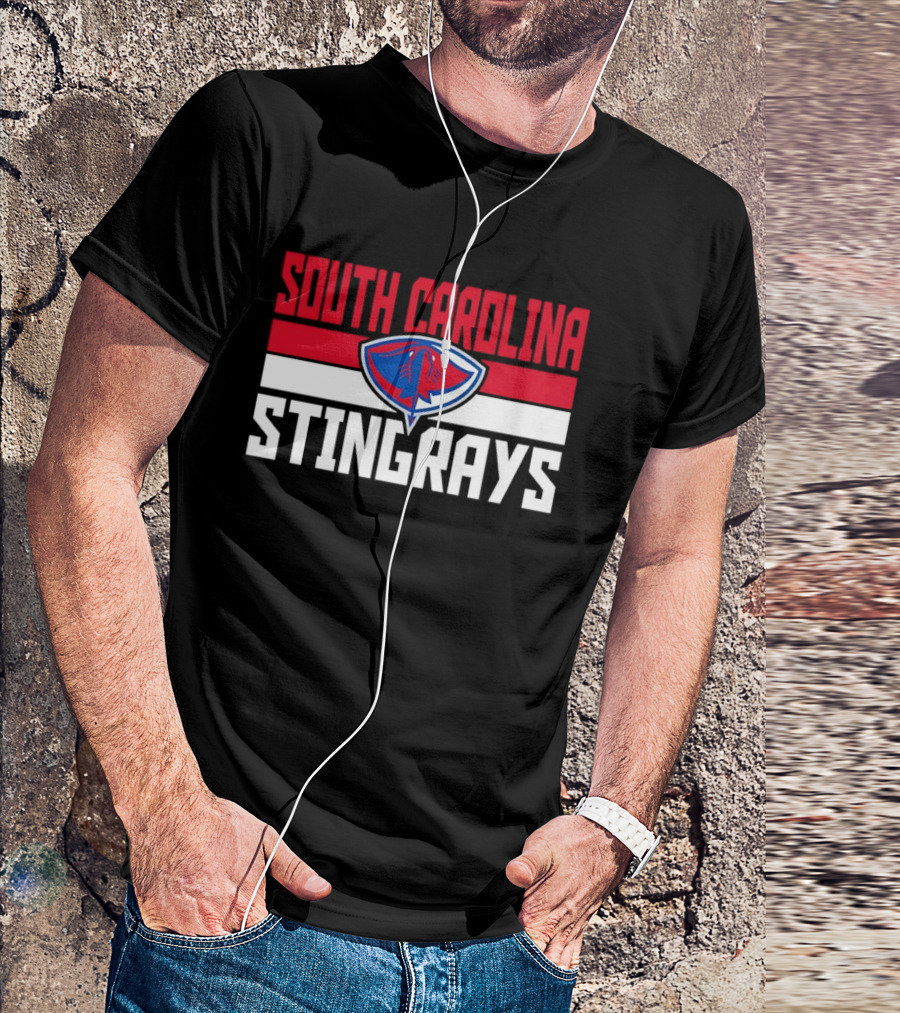 South Carolina Stingrays Hockey Team Logo Bold Red Blue White T-Shirt