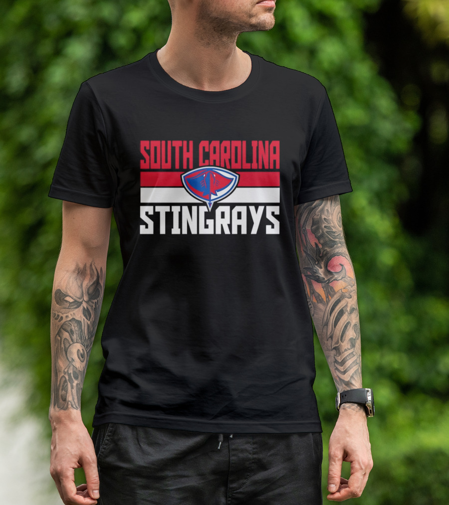 South Carolina Stingrays Hockey Team Logo Bold Red Blue White T-Shirt