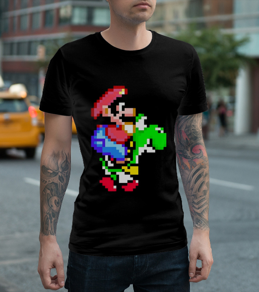 Mario And Yoshi Super Mario World Pixel T-Shirt