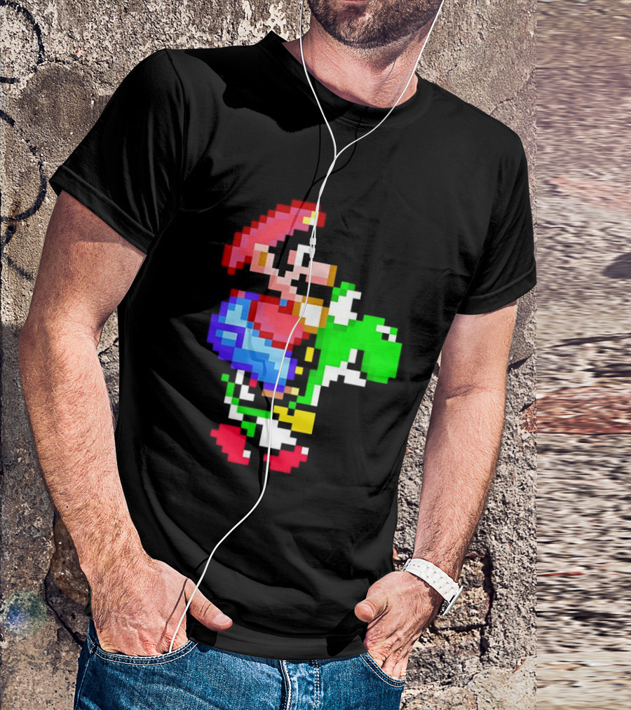 Mario And Yoshi Super Mario World Pixel T-Shirt
