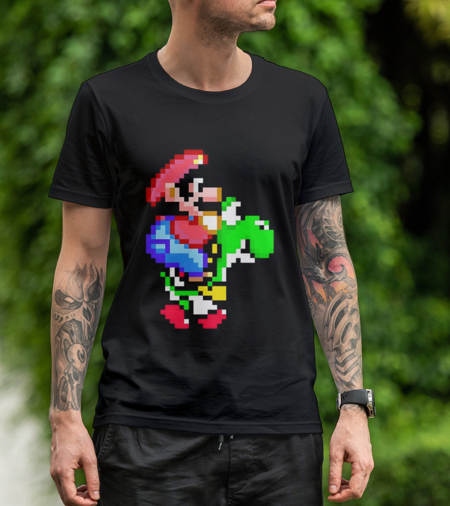 Mario And Yoshi Super Mario World Pixel T-Shirt