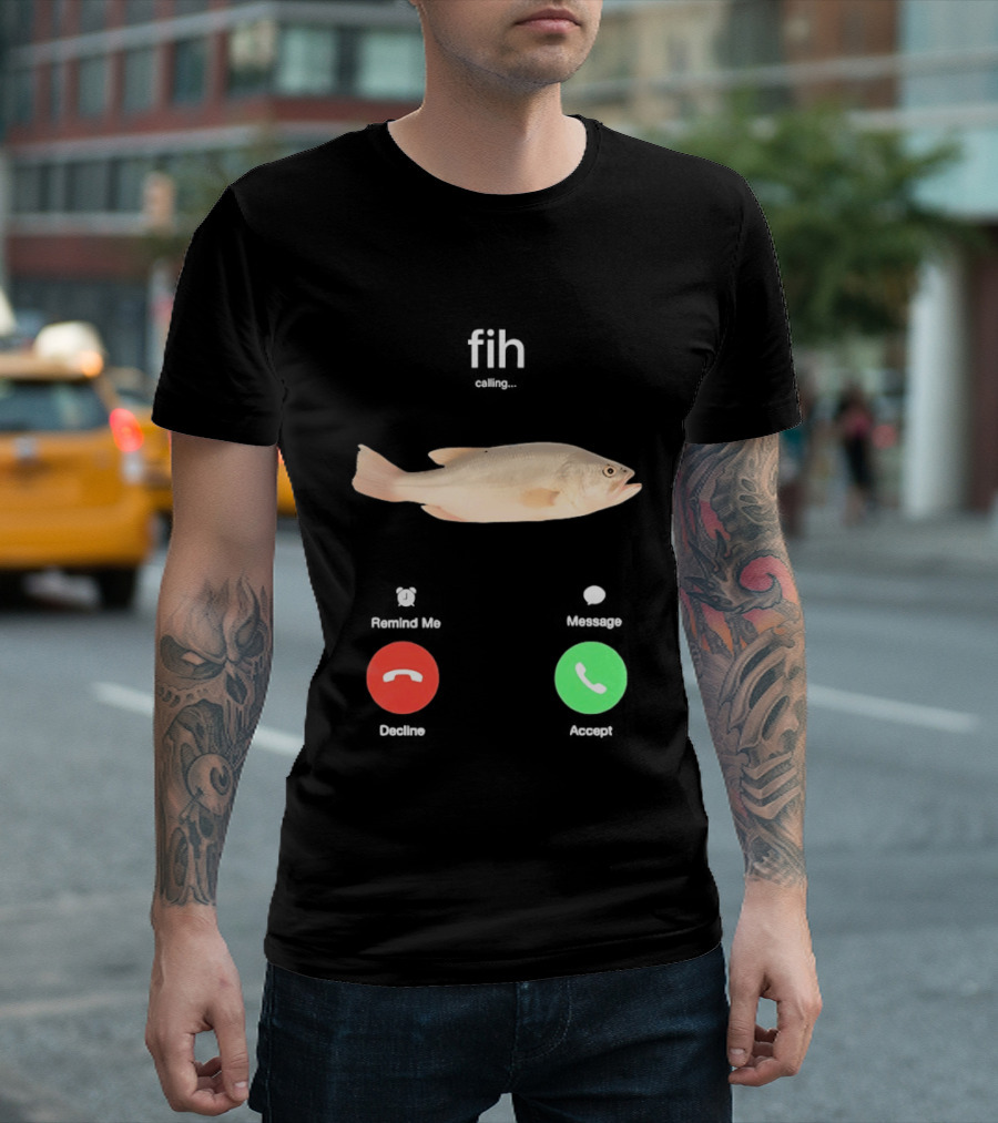 Fish Phone Call Funny User Interface Comedy T-Shirt