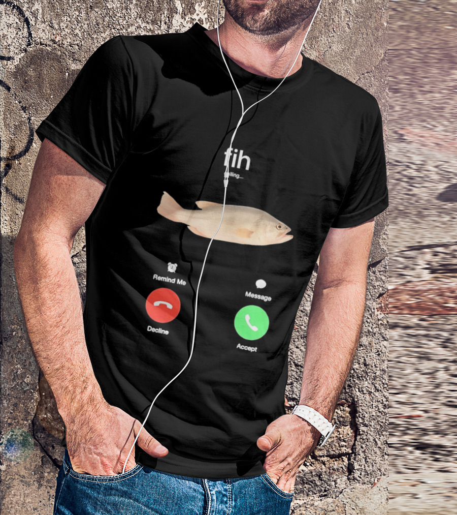 Fish Phone Call Funny User Interface Comedy T-Shirt