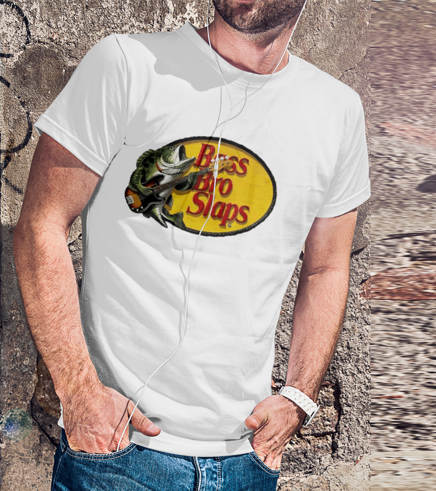 Bass Bro Slaps Fish Playing Electric Guitar T-Shirt