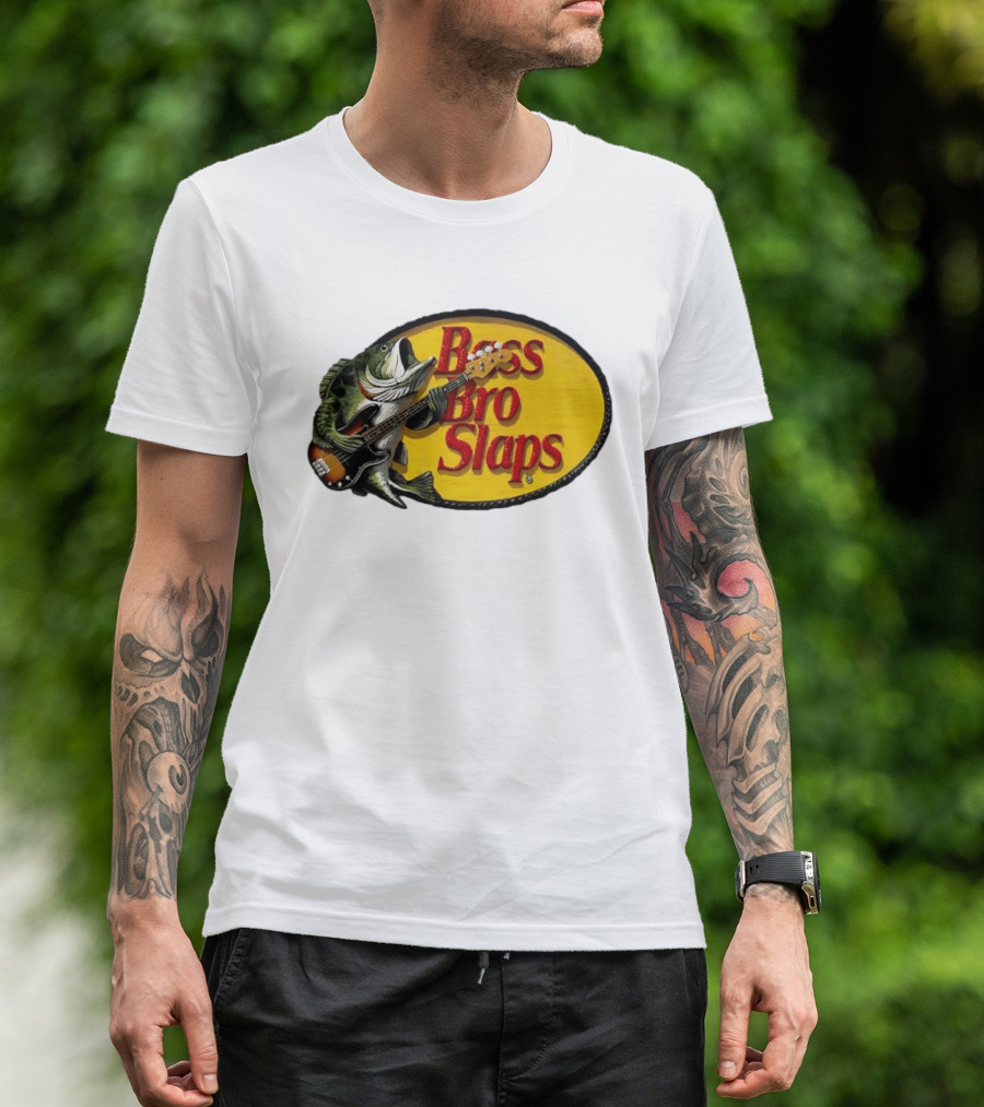 Bass Bro Slaps Fish Playing Electric Guitar T-Shirt