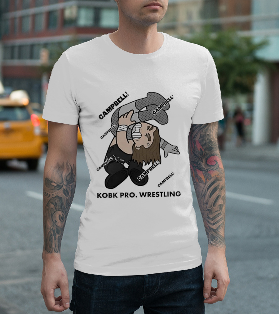 Campbell Kobk Pro Wrestling Black Gloved Wrestler Pinning Move T-Shirt