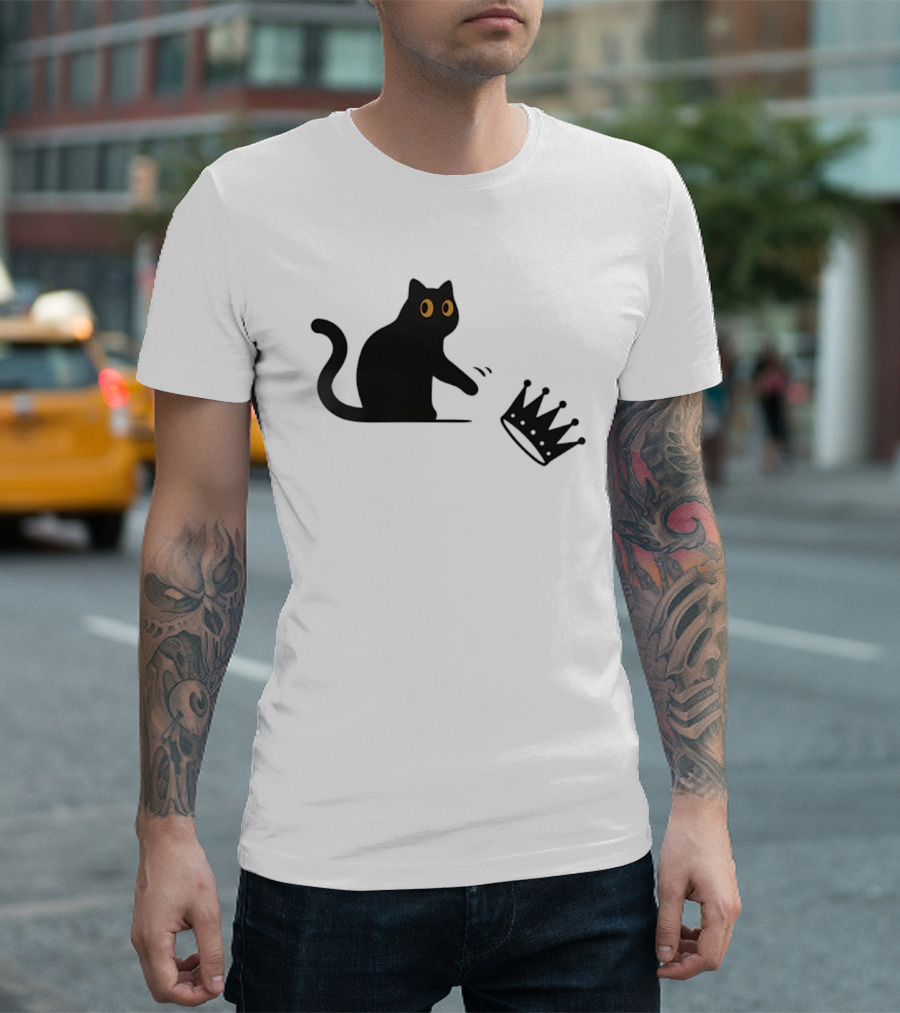 No Kings Cat 2026 Meme Black Cat And Crown T-Shirt