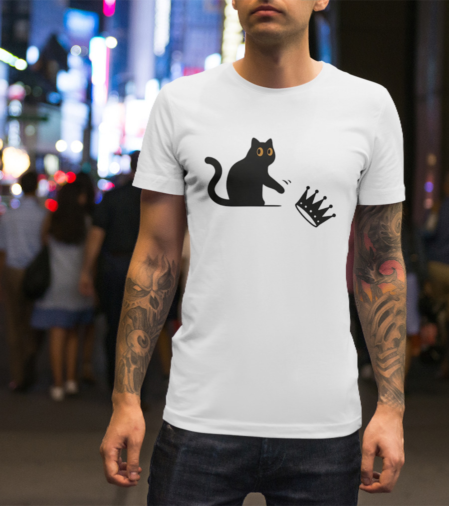 No Kings Cat 2026 Meme Black Cat And Crown T-Shirt
