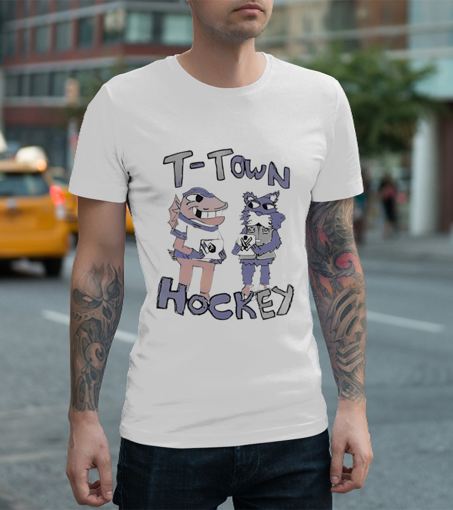 T Town Hockey Cartoon With Playful Animal Characters T-Shirt