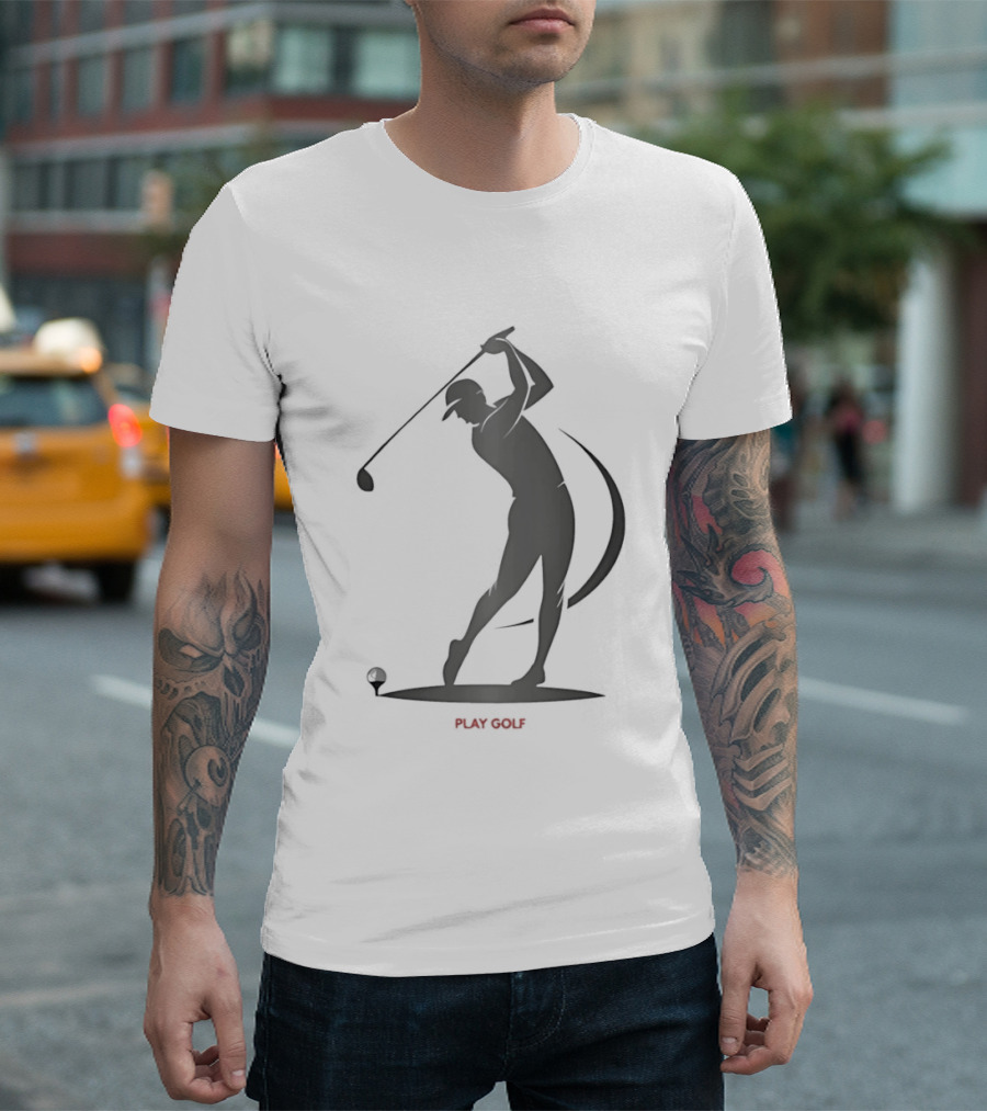 Play Golf Silhouette Of Man Swinging Club T-Shirt