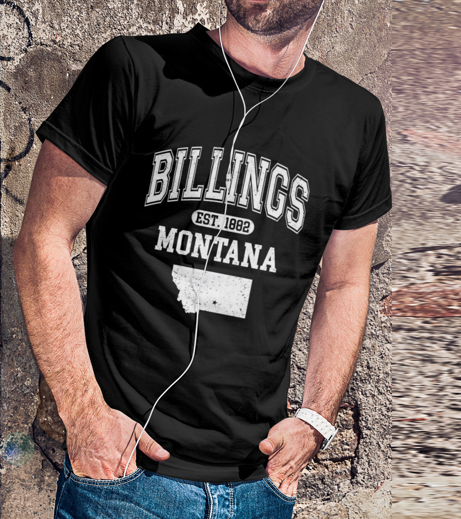 Billings Montana Est 1882 Varsity With State Map T-Shirt
