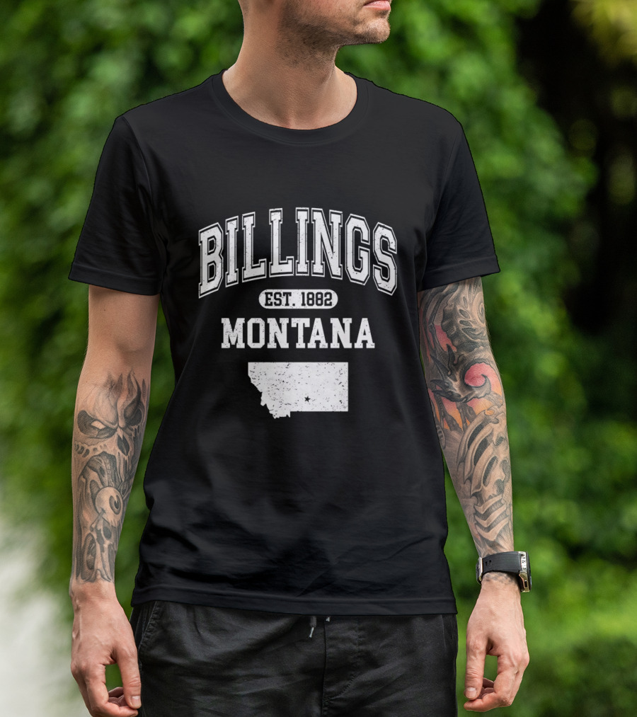 Billings Montana Est 1882 Varsity With State Map T-Shirt