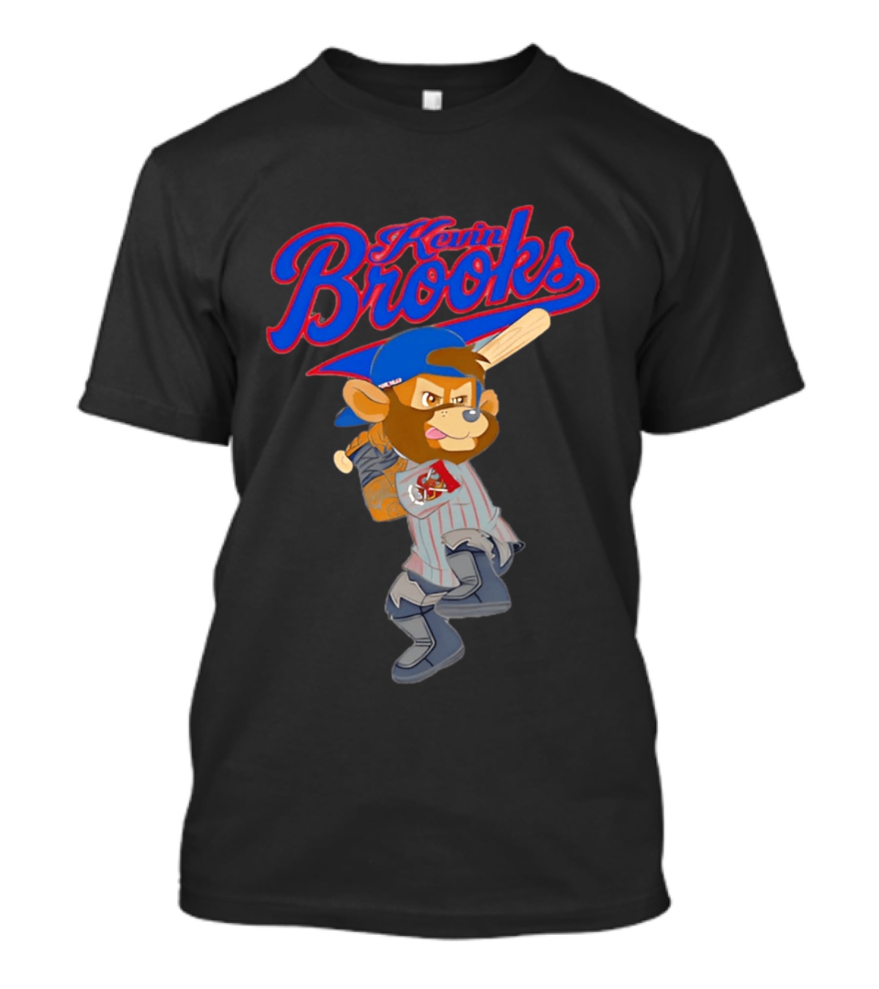 Kevin Brooks Cartoon Baseball Character With Bat And Jersey T-Shirt
