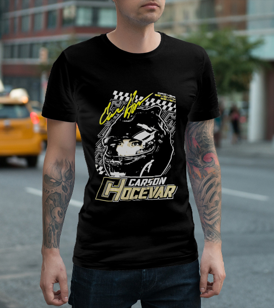 Carson Hocevar Signature Racing Helmet Image Checkered Flag Spire Motorsports 77 T-Shirt