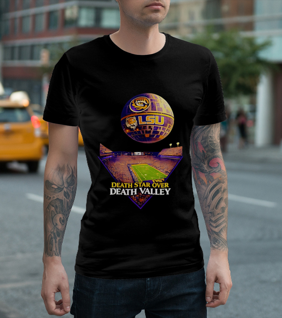 LSU Tigers Death Star Over Death Valley Stadium LSU T-Shirt