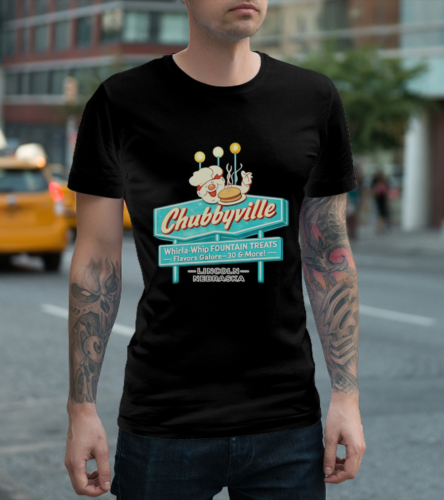 Chubbyville Whirla Whip Fountain Treats Flavors Galore 30 & More Lincoln Nebraska T-Shirt