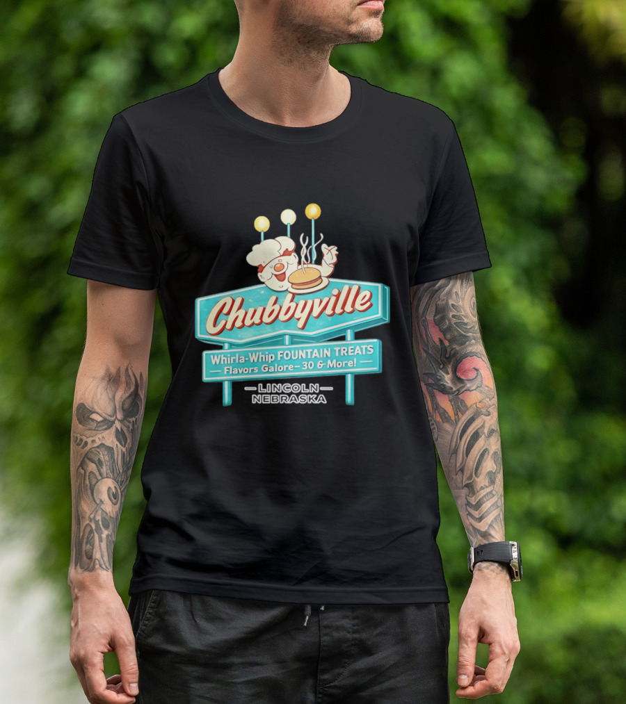 Chubbyville Whirla Whip Fountain Treats Flavors Galore 30 & More Lincoln Nebraska T-Shirt