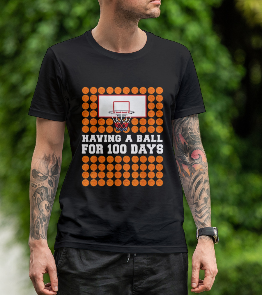 100 Days Of School Basketball Fun 100th Day Balls T-Shirt
