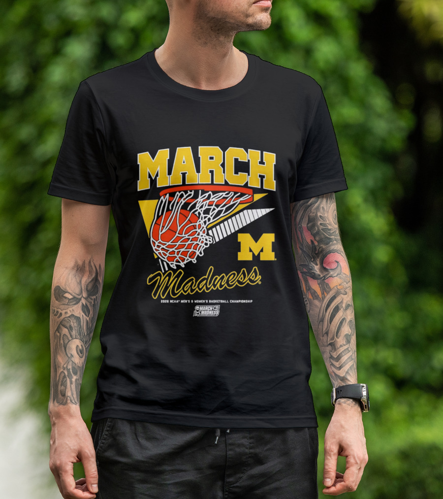 Michigan Wolverines March Madness MBB & WBB 2026 Basketball Championship Swish T-Shirt