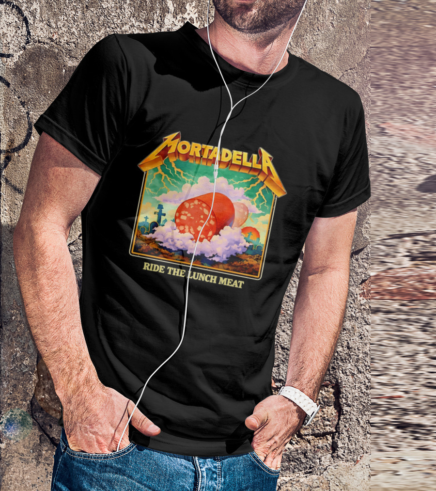 Mortadella Ride The Lunch Meat Clouds And Lightning Adventure T-Shirt