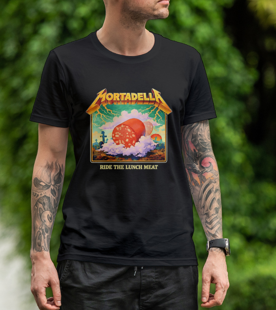 Mortadella Ride The Lunch Meat Clouds And Lightning Adventure T-Shirt