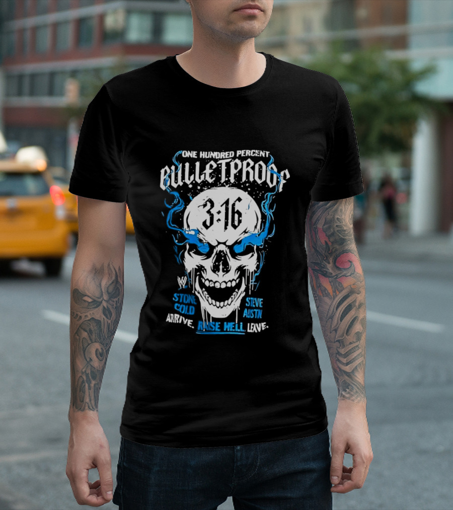 Stone Cold Steve Austin 3:16 One Hundred Percent Bulletproof Skull T-Shirt