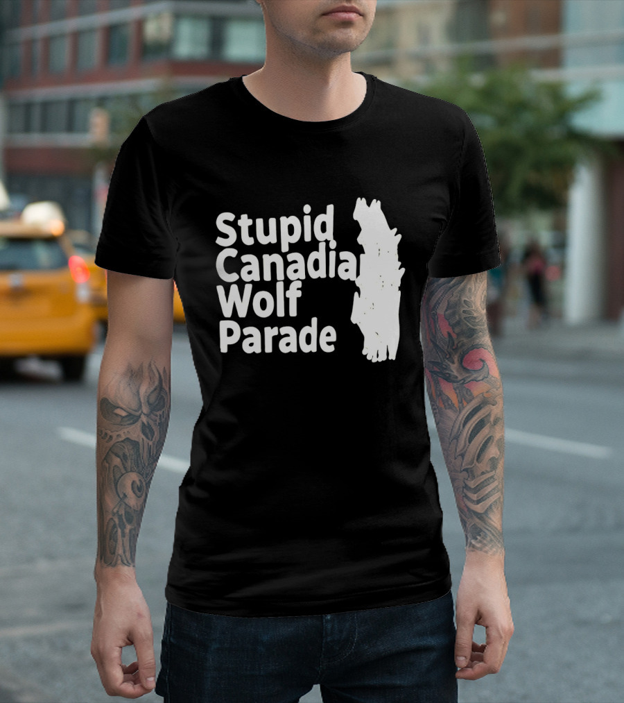 Stupid Candia Wolf Parade White Text With Wolf T-Shirt