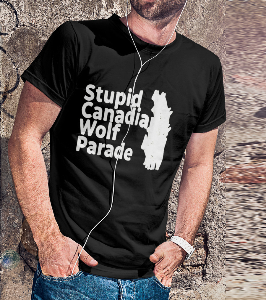 Stupid Candia Wolf Parade White Text With Wolf T-Shirt