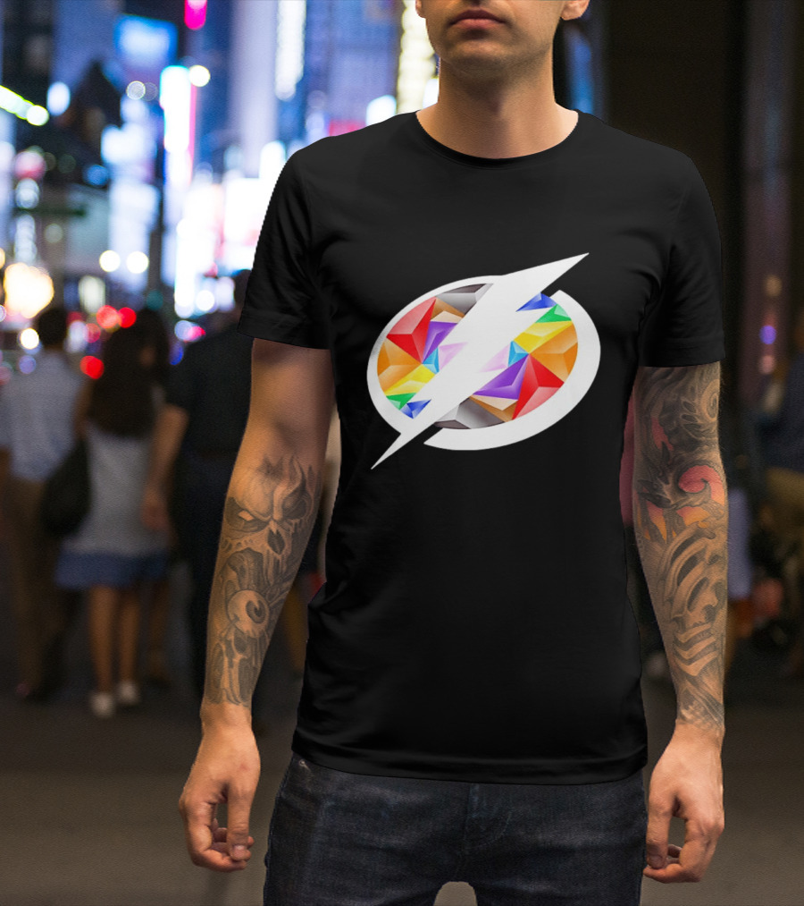 Tampa Bay Lightning Rainbow Pride Lightning Bolt T-Shirt