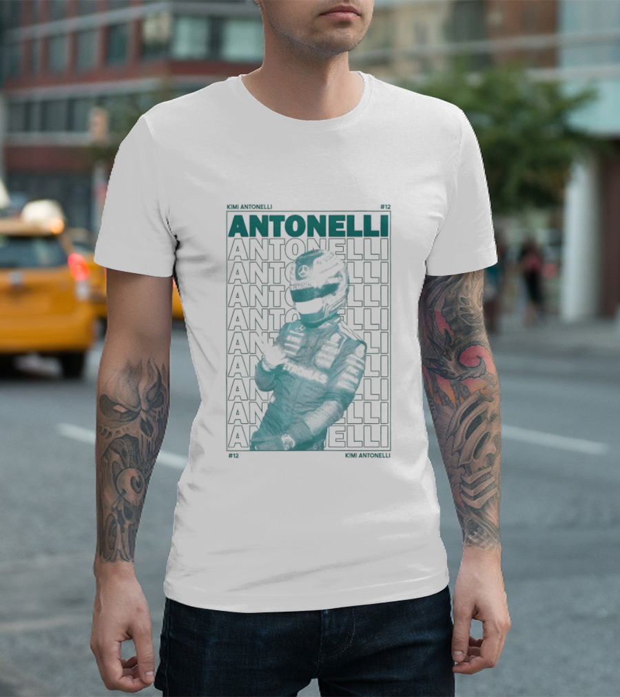 Kimi Antonelli 12 Motorsport Formula One Racing Signature Racer Print T-Shirt