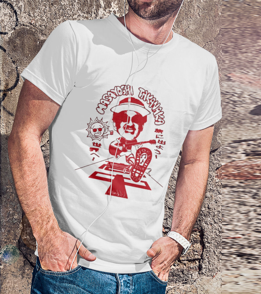 Masayoshi Takanaka Super Takanaka World Tour 2026 Caricature Art Red And White T-Shirt