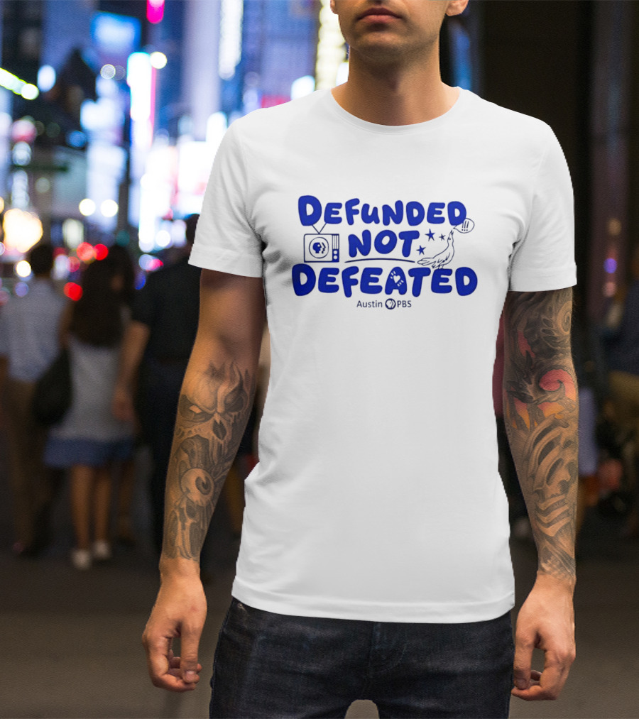Defunded Not Defeated Austin PBS Vintage Television And Bird T-Shirt