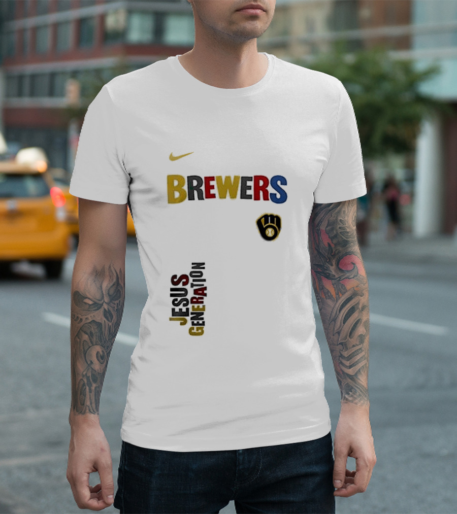 Nike Brewers Jesus Generation Tour Milwaukee Baseball T-Shirt