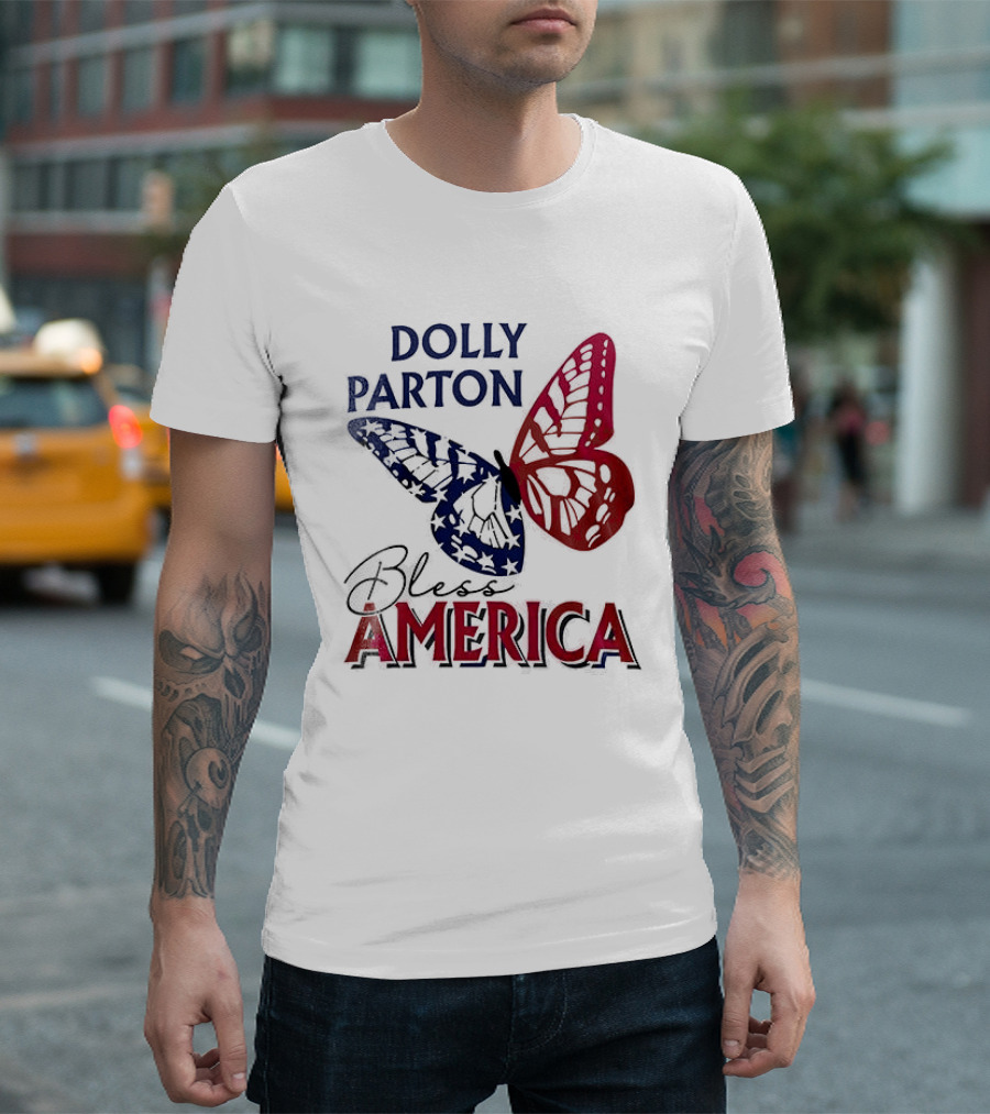 Dolly Parton Bless America Patriotic Butterfly Team USA 250th Anniversary T-Shirt