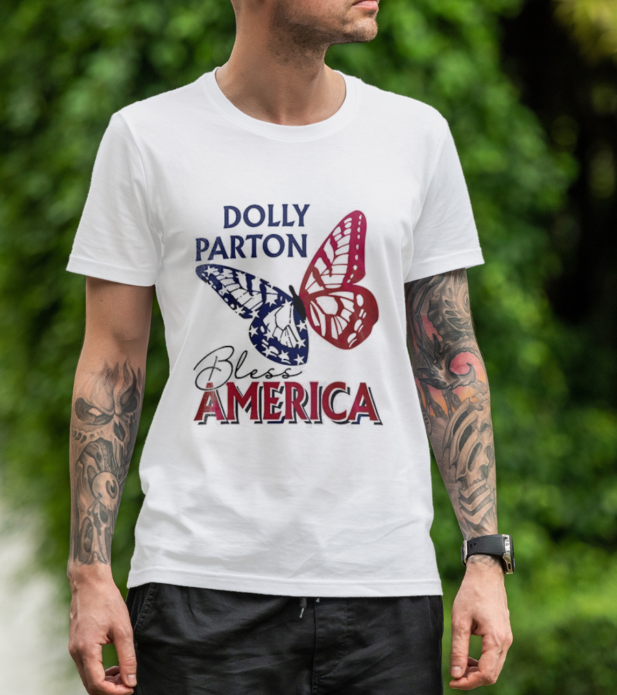 Dolly Parton Bless America Patriotic Butterfly Team USA 250th Anniversary T-Shirt