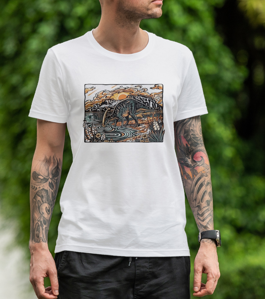 Parasaurolophus Dream In Cretaceous Landscape T-Shirt
