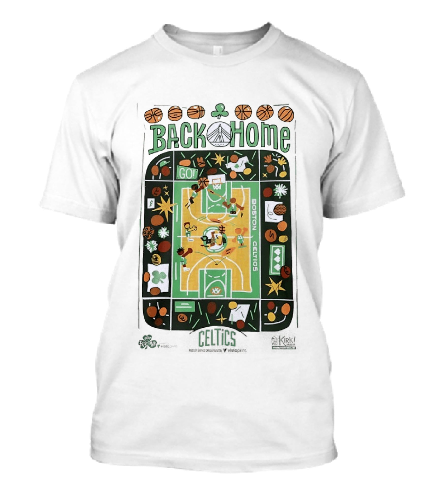 Back Home Boston Celtics Basketball Court With Go Team Spirit T-Shirt