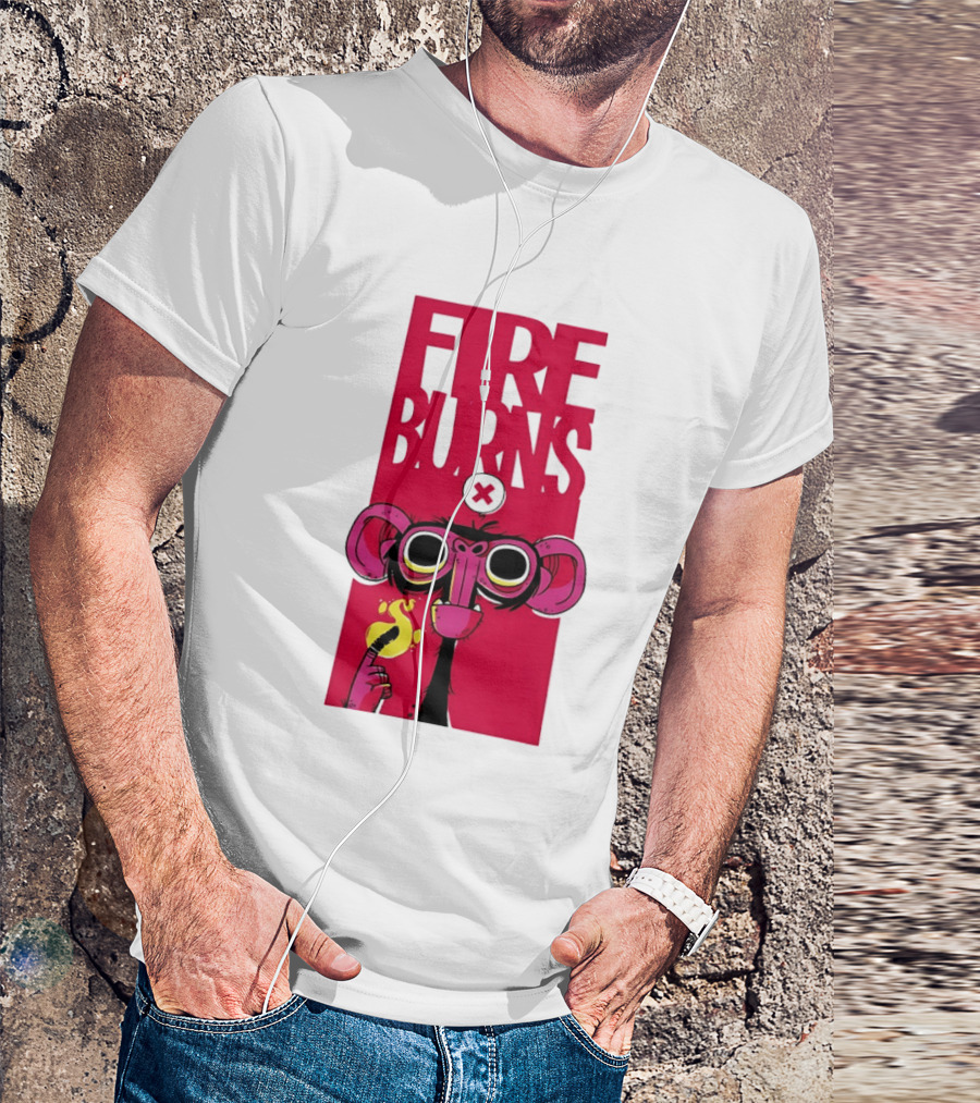FIre Burns Monkey With Burning Hand T-Shirt