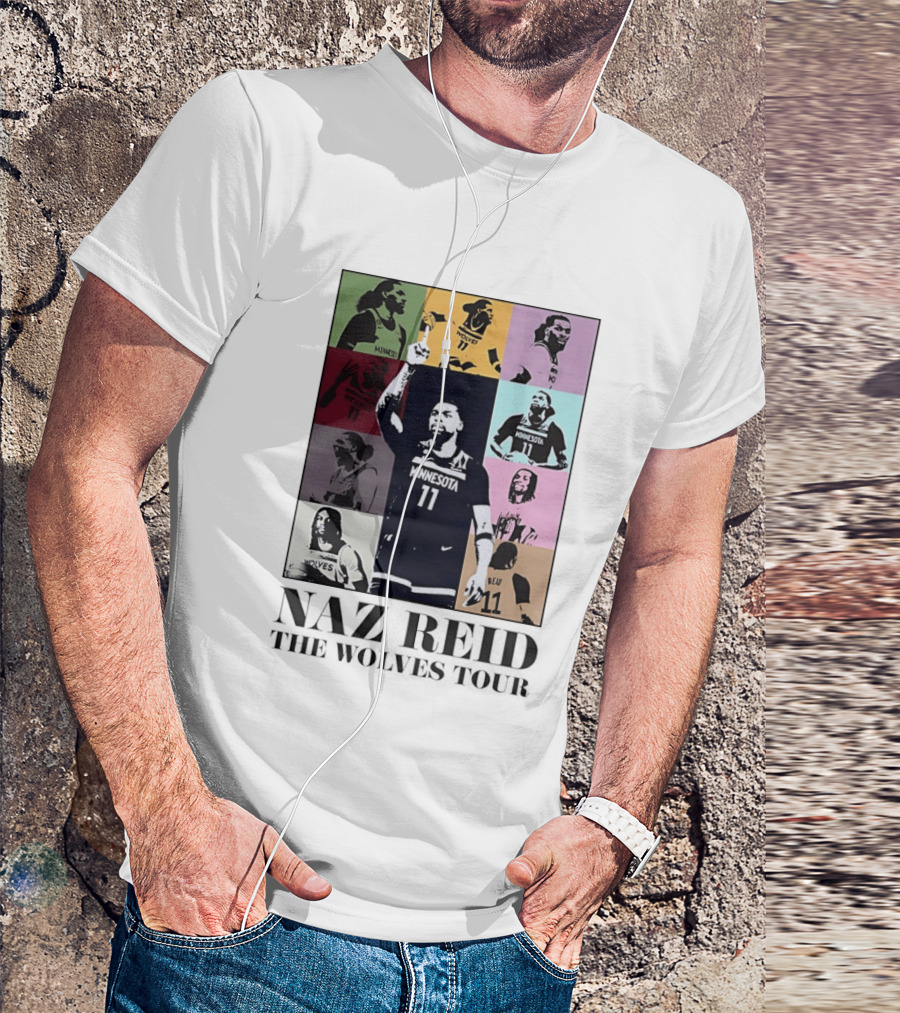 Minnesota Timberwolves Naz Reid Wolves Tour Montage T-Shirt