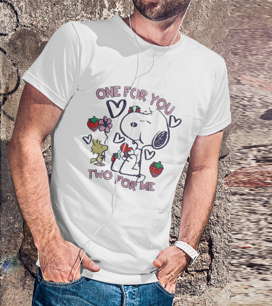 Snoopy Woodstock Strawberry Hearts One For You Two For Me T-Shirt
