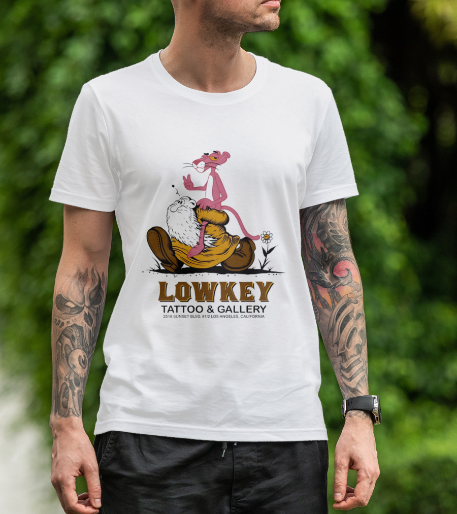Pink Panther Lowkey Tattoo Gallery 2516 Sunset Blvd Los Angeles California T-Shirt
