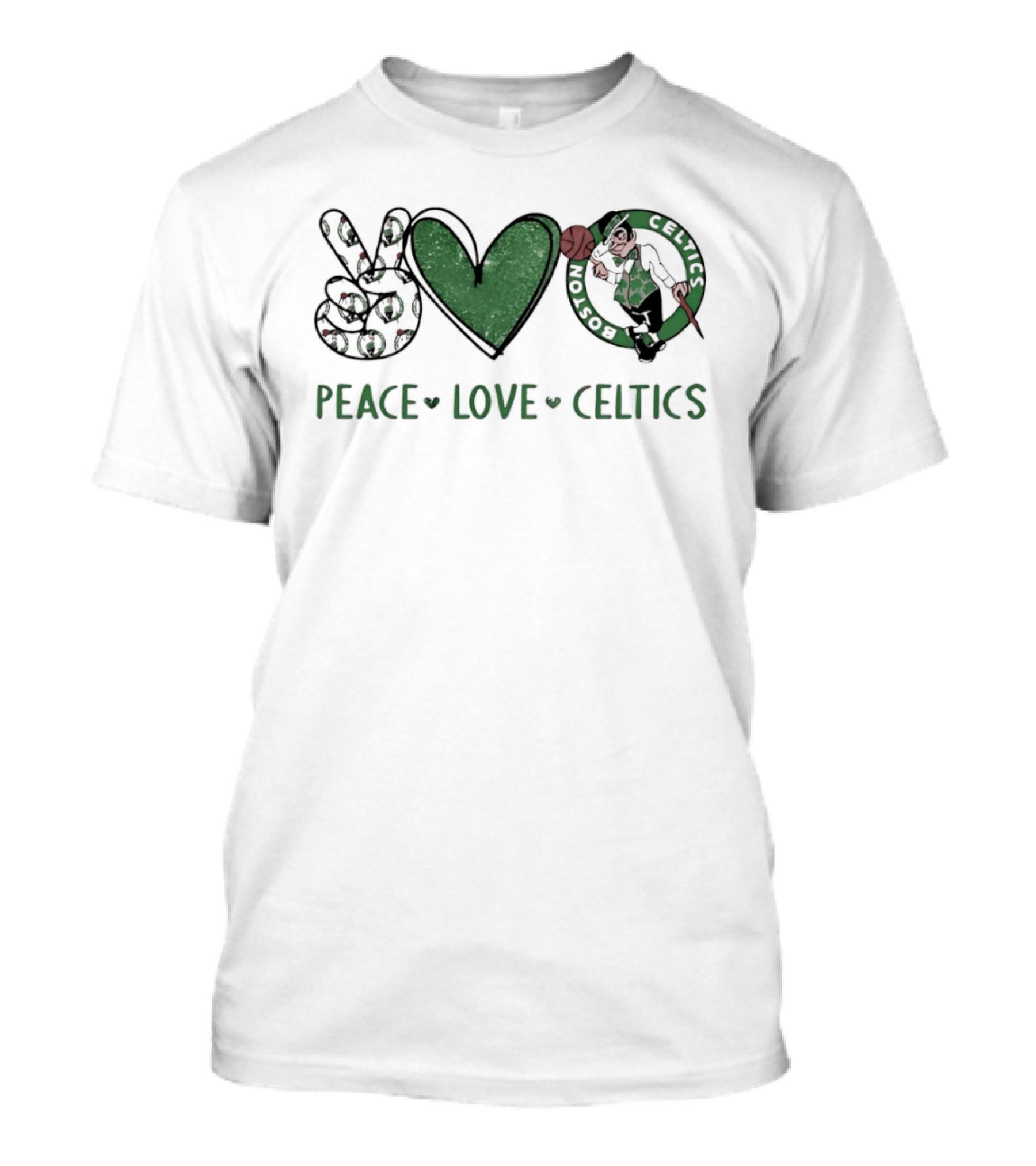 Peace Love Celtics Boston Basketball Team T-Shirt