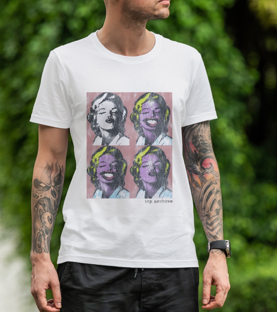 Marilyn Monroe Face Pop Art Style Vintage Grid Warhol Influence T-Shirt