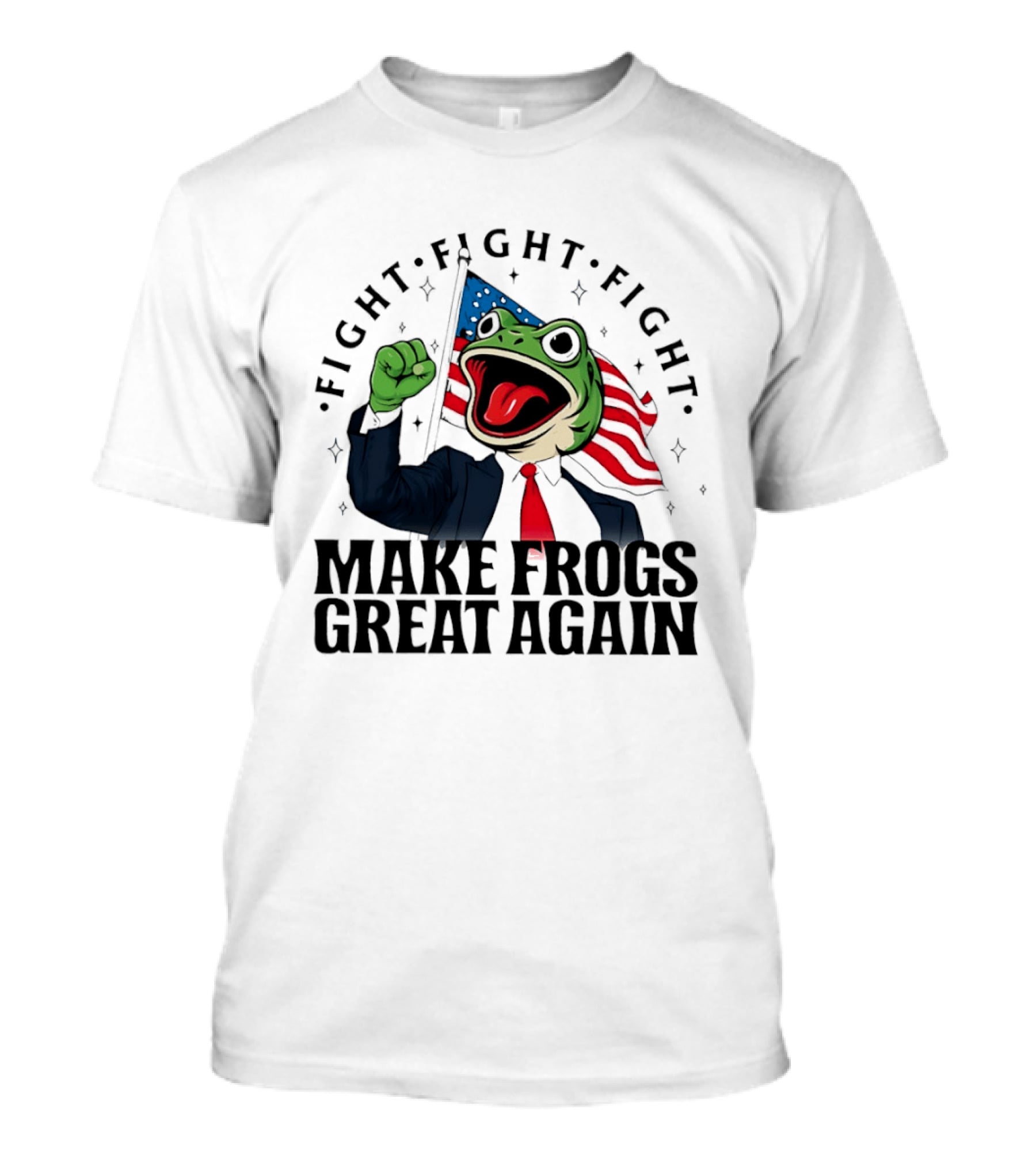 Fight Fight Fight Pepe Suit Make Frogs Great Again USA Flag T-Shirt
