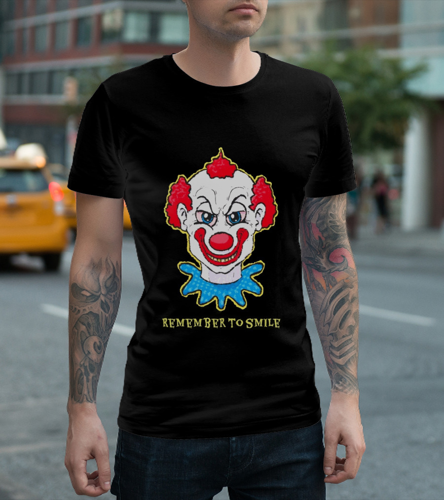 Evil Clown Remember To Smile Creepy Red White Blue T-Shirt
