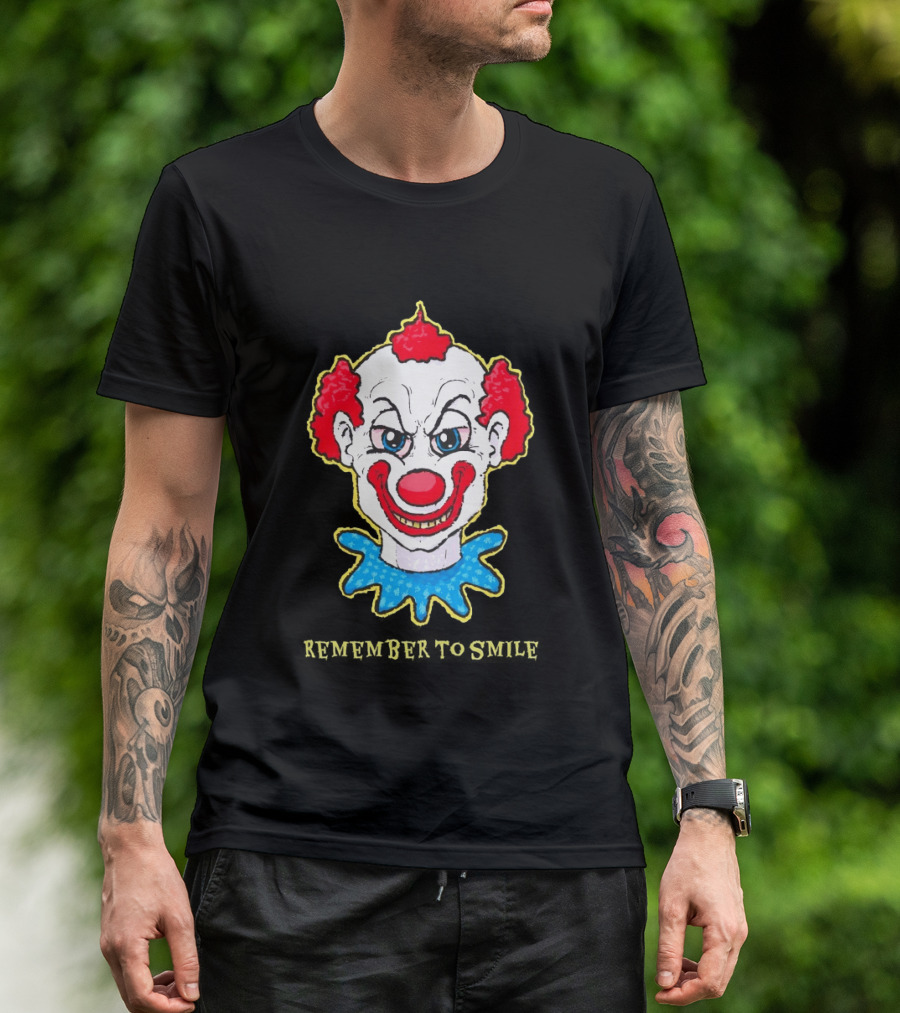 Evil Clown Remember To Smile Creepy Red White Blue T-Shirt